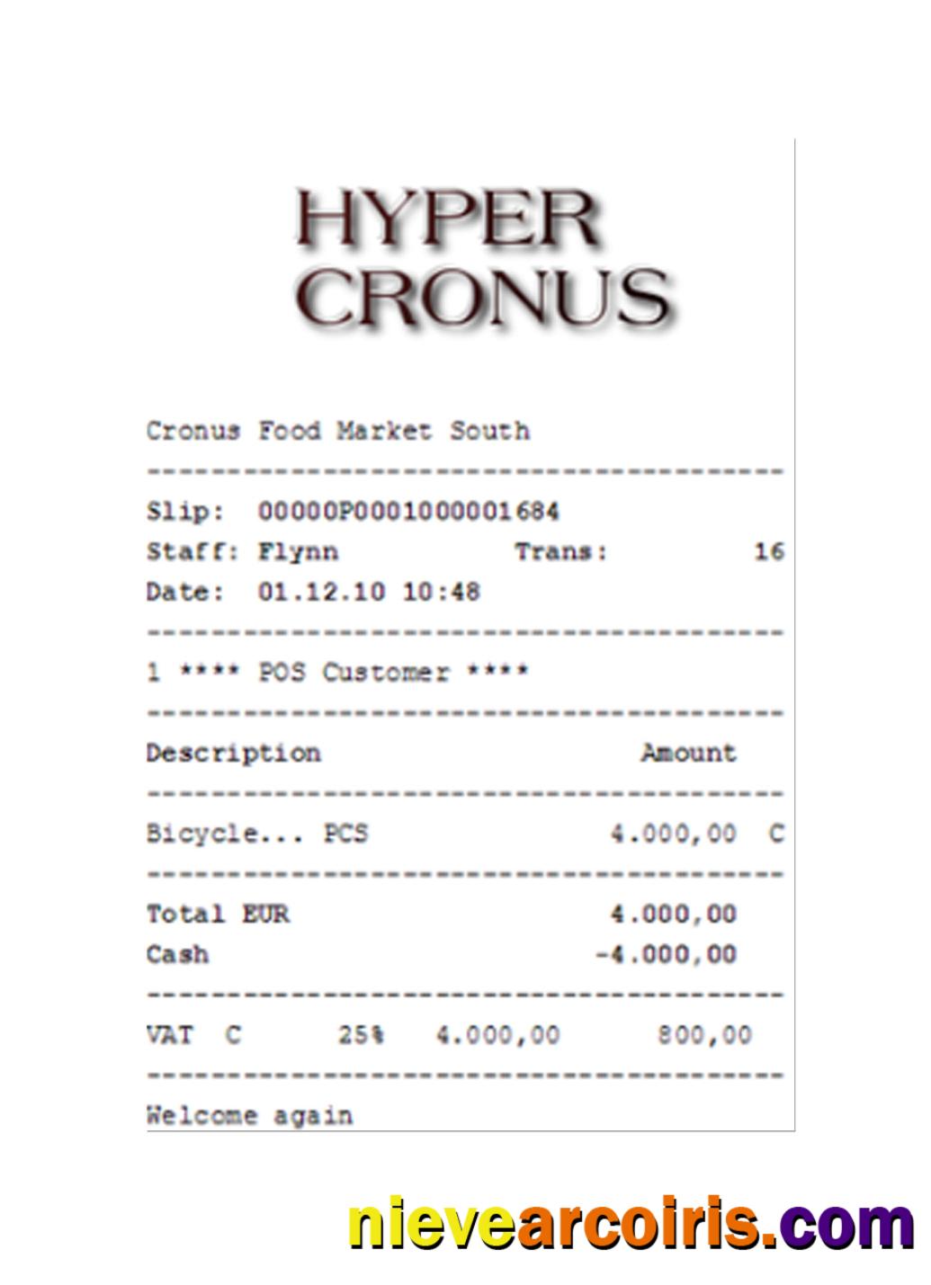 HYPER CRONUS payment receipt